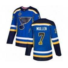 Men's St. Louis Blues #7 Joe Mullen Authentic Blue Drift Fashion 2019 Stanley Cup Final Bound Hockey Jersey