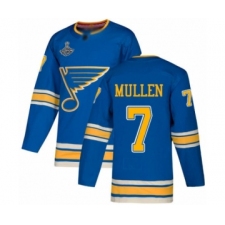 Men's St. Louis Blues #7 Joe Mullen Authentic Navy Blue Alternate 2019 Stanley Cup Champions Hockey Jersey