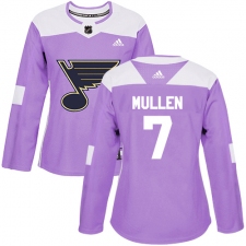 Women's Adidas St. Louis Blues #7 Joe Mullen Authentic Purple Fights Cancer Practice NHL Jersey