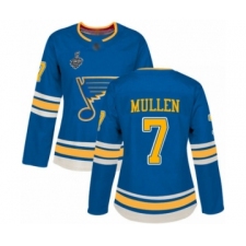 Women's St. Louis Blues #7 Joe Mullen Authentic Navy Blue Alternate 2019 Stanley Cup Final Bound Hockey Jersey