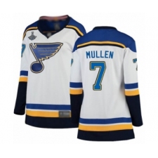 Women's St. Louis Blues #7 Joe Mullen Fanatics Branded White Away Breakaway 2019 Stanley Cup Champions Hockey Jersey