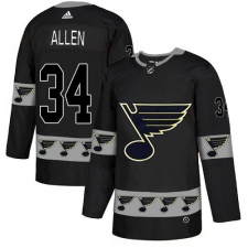 Men's Adidas St. Louis Blues #34 Jake Allen Authentic Black Team Logo Fashion NHL Jersey