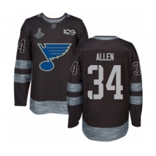 Men's St. Louis Blues #34 Jake Allen Authentic Black 1917-2017 100th Anniversary 2019 Stanley Cup Champions Hockey Jersey