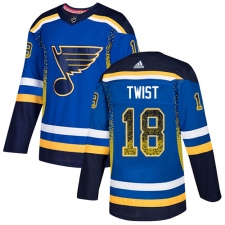 Men's Adidas St. Louis Blues #18 Tony Twist Authentic Blue Drift Fashion NHL Jersey