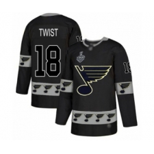Men's St. Louis Blues #18 Tony Twist Authentic Black Team Logo Fashion 2019 Stanley Cup Final Bound Hockey Jersey