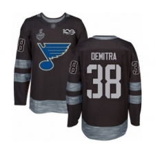 Men's St. Louis Blues #38 Pavol Demitra Authentic Black 1917-2017 100th Anniversary 2019 Stanley Cup Final Bound Hockey Jersey
