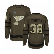 Men's St. Louis Blues #38 Pavol Demitra Authentic Green Salute to Service 2019 Stanley Cup Final Bound Hockey Jersey