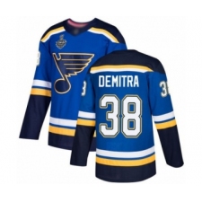 Men's St. Louis Blues #38 Pavol Demitra Authentic Royal Blue Home 2019 Stanley Cup Final Bound Hockey Jersey