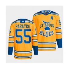 Men's St. Louis Blues #55 Colton Parayko Yellow 2022-23 Reverse Retro Stitched Jersey