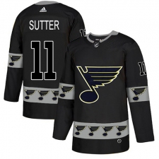 Men's Adidas St. Louis Blues #11 Brian Sutter Authentic Black Team Logo Fashion NHL Jersey