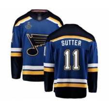 Men's St. Louis Blues #11 Brian Sutter Fanatics Branded Royal Blue Home Breakaway 2019 Stanley Cup Champions Hockey Jersey