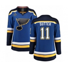 Women's St. Louis Blues #11 Brian Sutter Fanatics Branded Royal Blue Home Breakaway 2019 Stanley Cup Champions Hockey Jersey