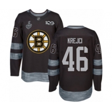 Men's Boston Bruins #46 David Krejci Authentic Black 1917-2017 100th Anniversary 2019 Stanley Cup Final Bound Hockey Jersey
