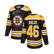 Men's Boston Bruins #46 David Krejci Authentic Black Home 2019 Stanley Cup Final Bound Hockey Jersey