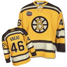 Men's Reebok Boston Bruins #46 David Krejci Premier Gold Winter Classic NHL Jersey