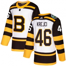 Youth Adidas Boston Bruins #46 David Krejci Authentic White 2019 Winter Classic NHL Jersey