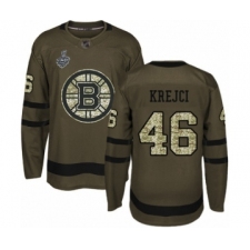 Youth Boston Bruins #46 David Krejci Authentic Green Salute to Service 2019 Stanley Cup Final Bound Hockey Jersey