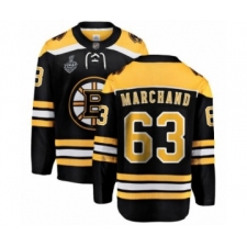 Men's Boston Bruins #63 Brad Marchand Authentic Black Home Fanatics Branded Breakaway 2019 Stanley Cup Final Bound Hockey Jersey
