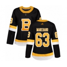 Women's Boston Bruins #63 Brad Marchand Authentic Black Alternate Hockey Jersey