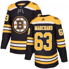 Youth Adidas Boston Bruins #63 Brad Marchand Authentic Black Home NHL Jersey
