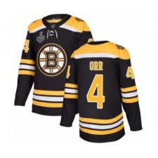 Men's Boston Bruins #4 Bobby Orr Authentic Black Home 2019 Stanley Cup Final Bound Hockey Jersey