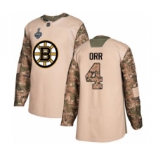 Men's Boston Bruins #4 Bobby Orr Authentic Camo Veterans Day Practice 2019 Stanley Cup Final Bound Hockey Jersey