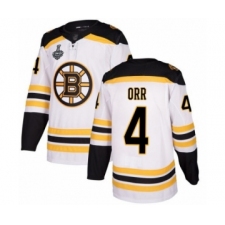 Men's Boston Bruins #4 Bobby Orr Authentic White Away 2019 Stanley Cup Final Bound Hockey Jersey