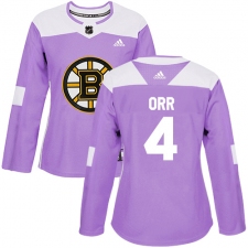 Women's Adidas Boston Bruins #4 Bobby Orr Authentic Purple Fights Cancer Practice NHL Jersey
