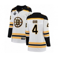 Women's Boston Bruins #4 Bobby Orr Authentic White Away Fanatics Branded Breakaway 2019 Stanley Cup Final Bound Hockey Jersey