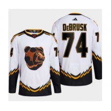 Men's Boston Bruins #74 Jake DeBrusk White 2022-23 Reverse Retro Stitched Jersey