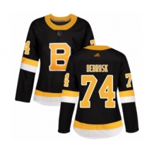 Women's Boston Bruins #74 Jake DeBrusk Authentic Black Alternate Hockey Jersey