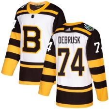 Youth Adidas Boston Bruins #74 Jake DeBrusk Authentic White 2019 Winter Classic NHL Jersey