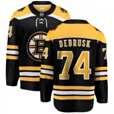 Youth Boston Bruins #74 Jake DeBrusk Authentic Black Home Fanatics Branded Breakaway NHL Jersey