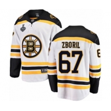 Men's Boston Bruins #67 Jakub Zboril Authentic White Away Fanatics Branded Breakaway 2019 Stanley Cup Final Bound Hockey Jersey
