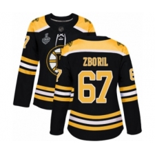Women's Boston Bruins #67 Jakub Zboril Authentic Black Home 2019 Stanley Cup Final Bound Hockey Jersey