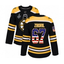 Women's Boston Bruins #67 Jakub Zboril Authentic Black USA Flag Fashion 2019 Stanley Cup Final Bound Hockey Jersey