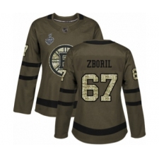 Women's Boston Bruins #67 Jakub Zboril Authentic Green Salute to Service 2019 Stanley Cup Final Bound Hockey Jersey