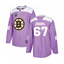 Youth Boston Bruins #67 Jakub Zboril Authentic Purple Fights Cancer Practice 2019 Stanley Cup Final Bound Hockey Jersey