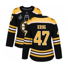 Women's Boston Bruins #47 Torey Krug Authentic Black Home 2019 Stanley Cup Final Bound Hockey Jersey