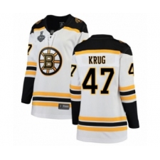 Women's Boston Bruins #47 Torey Krug Authentic White Away Fanatics Branded Breakaway 2019 Stanley Cup Final Bound Hockey Jersey