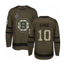 Men's Boston Bruins #10 Anders Bjork Authentic Green Salute to Service 2019 Stanley Cup Final Bound Hockey Jersey