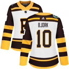 Women's Adidas Boston Bruins #10 Anders Bjork Authentic White 2019 Winter Classic NHL Jersey