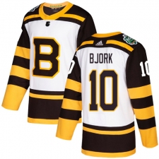 Youth Adidas Boston Bruins #10 Anders Bjork Authentic White 2019 Winter Classic NHL Jersey