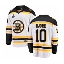 Youth Boston Bruins #10 Anders Bjork Authentic White Away Fanatics Branded Breakaway 2019 Stanley Cup Final Bound Hockey Jersey