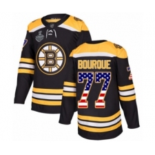 Men's Boston Bruins #77 Ray Bourque Authentic Black USA Flag Fashion 2019 Stanley Cup Final Bound Hockey Jersey