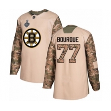 Men's Boston Bruins #77 Ray Bourque Authentic Camo Veterans Day Practice 2019 Stanley Cup Final Bound Hockey Jersey