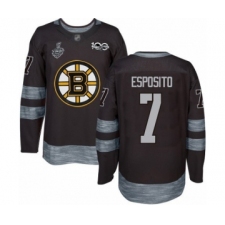 Men's Boston Bruins #7 Phil Esposito Authentic Black 1917-2017 100th Anniversary 2019 Stanley Cup Final Bound Hockey Jersey