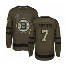 Men's Boston Bruins #7 Phil Esposito Authentic Green Salute to Service 2019 Stanley Cup Final Bound Hockey Jersey