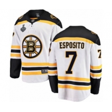 Men's Boston Bruins #7 Phil Esposito Authentic White Away Fanatics Branded Breakaway 2019 Stanley Cup Final Bound Hockey Jersey