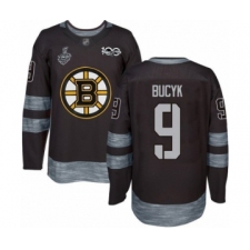 Men's Boston Bruins #9 Johnny Bucyk Authentic Black 1917-2017 100th Anniversary 2019 Stanley Cup Final Bound Hockey Jersey